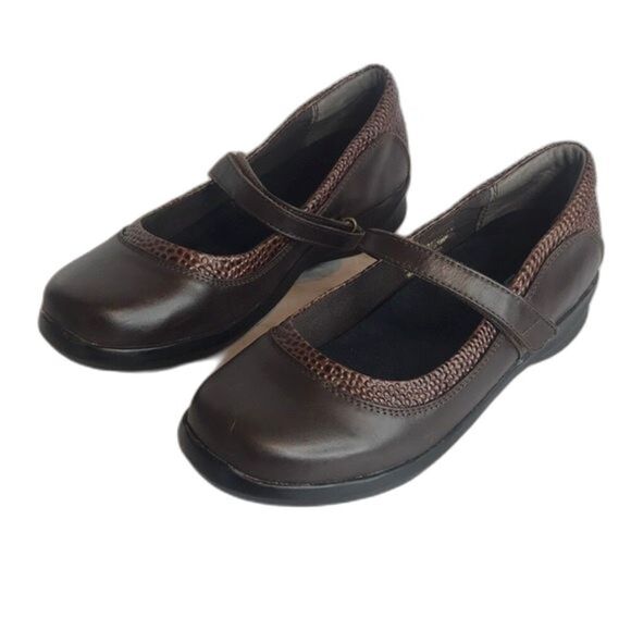 Apex Julia Brown Leather Snake Print Mary Jane Shoes Womens Size 8.5 XW - Picture 2 of 10